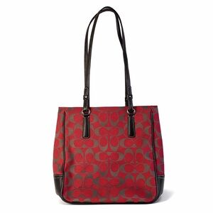Coach 6090 Red Signature Jacquard Tote